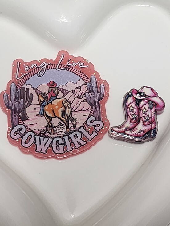 Other - Cowgirl Flatback Focal Bead Cowboy Boots Badge Keychain Crafts Beaded Pen Magnet